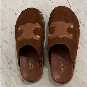 Celine Brown Suede Mules